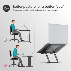 Portable Laptop Stand – Adjustable Height 360° Rotating Base Ventilated Anti-Slip Design (Black) offistoreindia