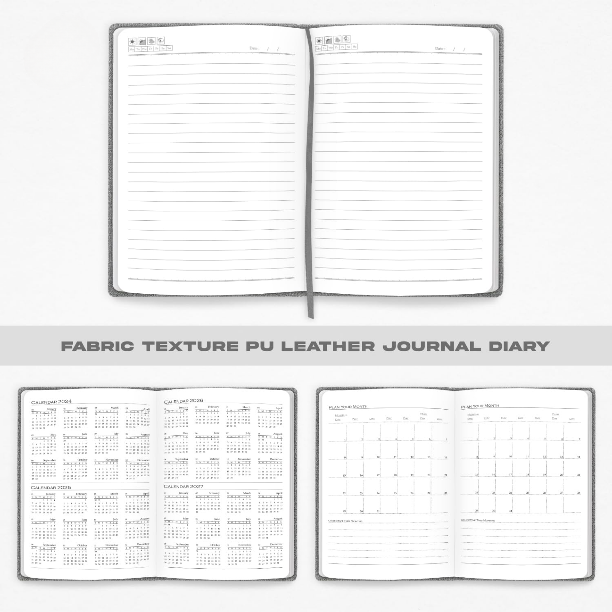 Premium A5 Jute Grey Diary with Card Pocket offistoreindia