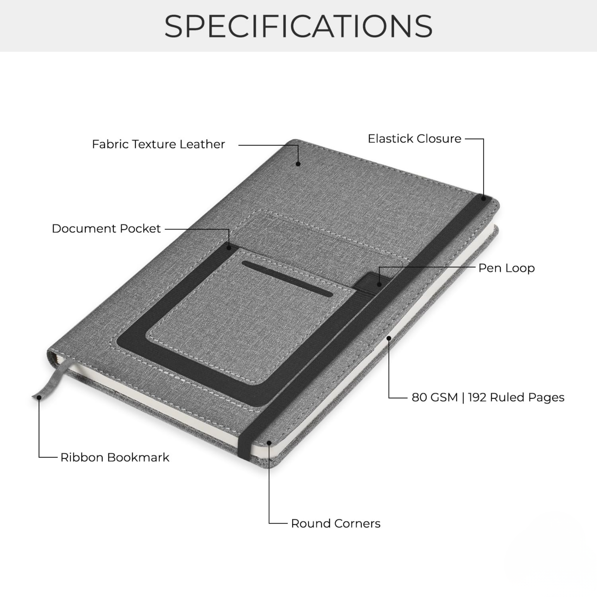 Premium A5 Jute Grey Diary with Card Pocket offistoreindia