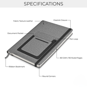 Premium A5 Jute Grey Diary with Card Pocket offistoreindia