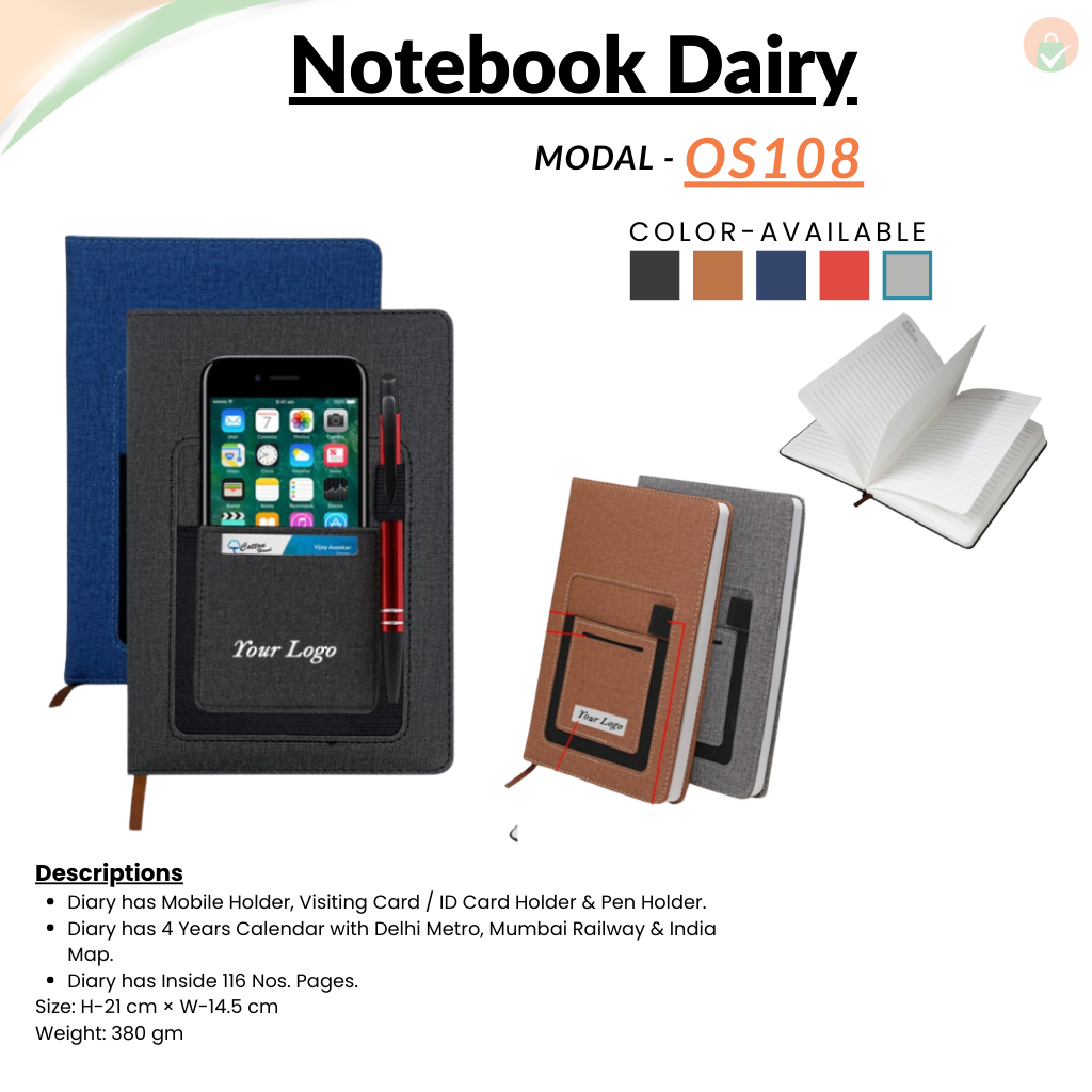 Premium A5 Jute Grey Diary with Card Pocket offistoreindia