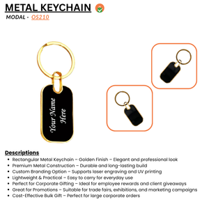 Rectangular Metal Keychain – Golden offistoreindia