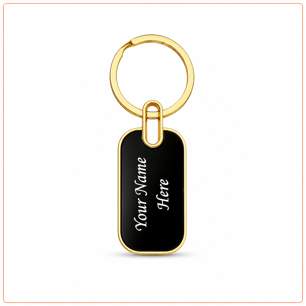 Rectangular Metal Keychain – Golden offistoreindia