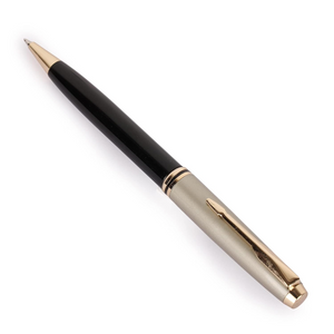 Shine Black Body Roller Ball Pen – Satin Gray Cap with Golden Arrow Clip offistoreindia