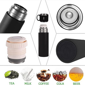 Stainless Steel Vacuum Flask Set with 3 Cups – 500ml Insulated Thermos Bottle offistoreindia