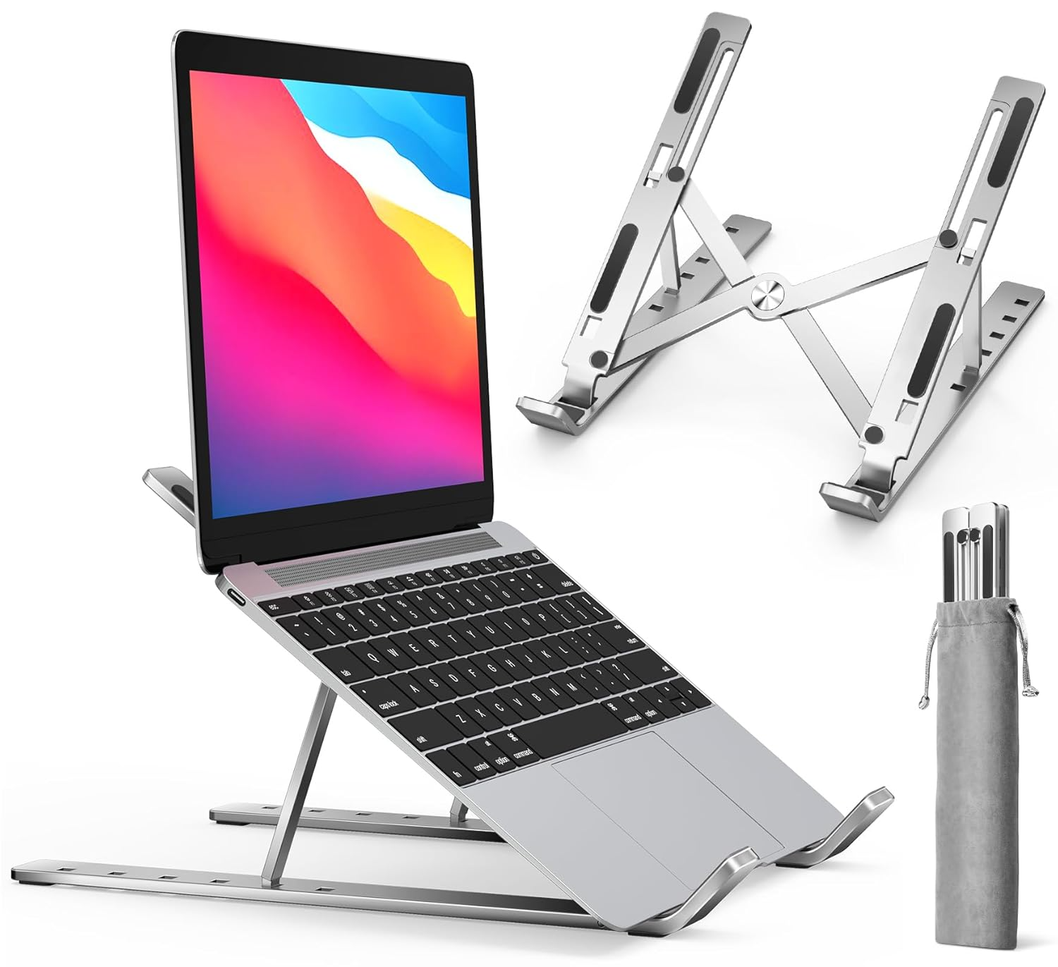 Tabletop Laptop Stand – Adjustable Aluminum Ergonomic Foldable Portable Desktop Holde offistoreindia