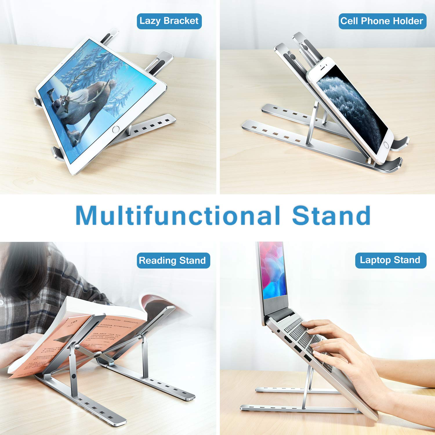 Tabletop Laptop Stand – Adjustable Aluminum Ergonomic Foldable Portable Desktop Holde offistoreindia