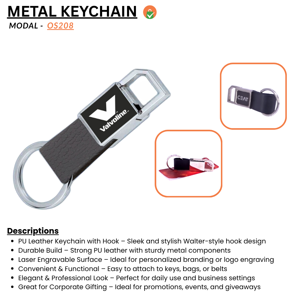 Walter PU Leather Keychain – Premium Corporate Keyring (Black) offistoreindia