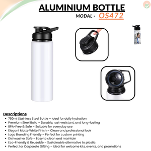 White Steel Water Bottle (750ml) – Premium Stainless Steel Corporate Gift