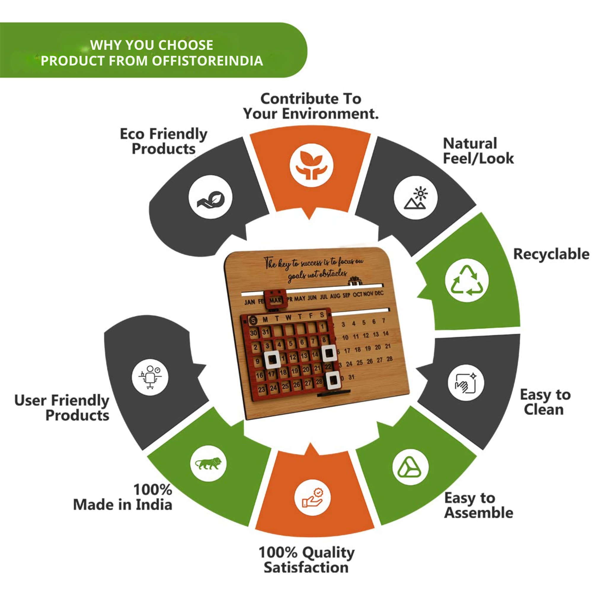 Wooden Lifetime Infinite Desk Calendar 3D Motivational Table Calendar offistoreindia