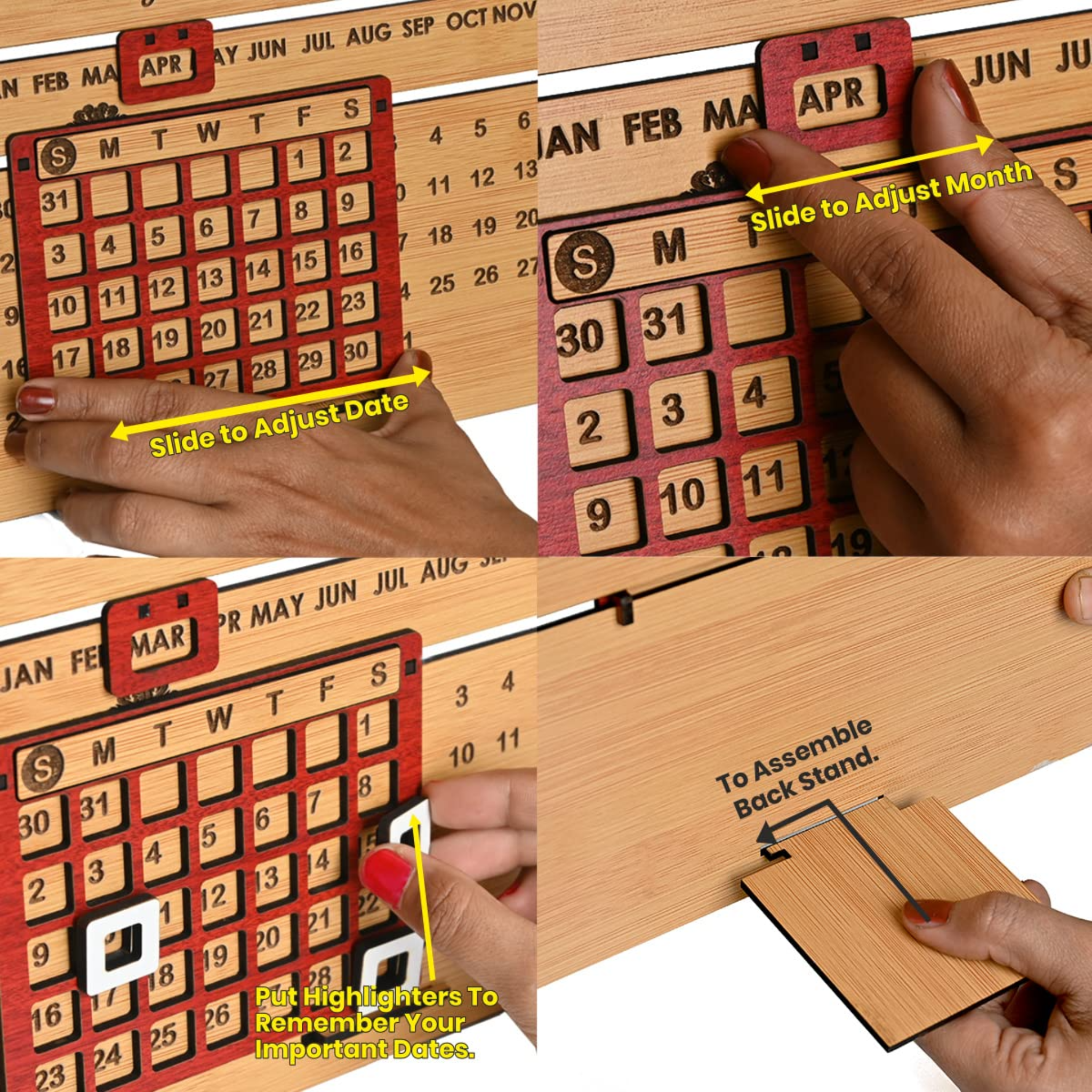 Wooden Lifetime Infinite Desk Calendar 3D Motivational Table Calendar offistoreindia